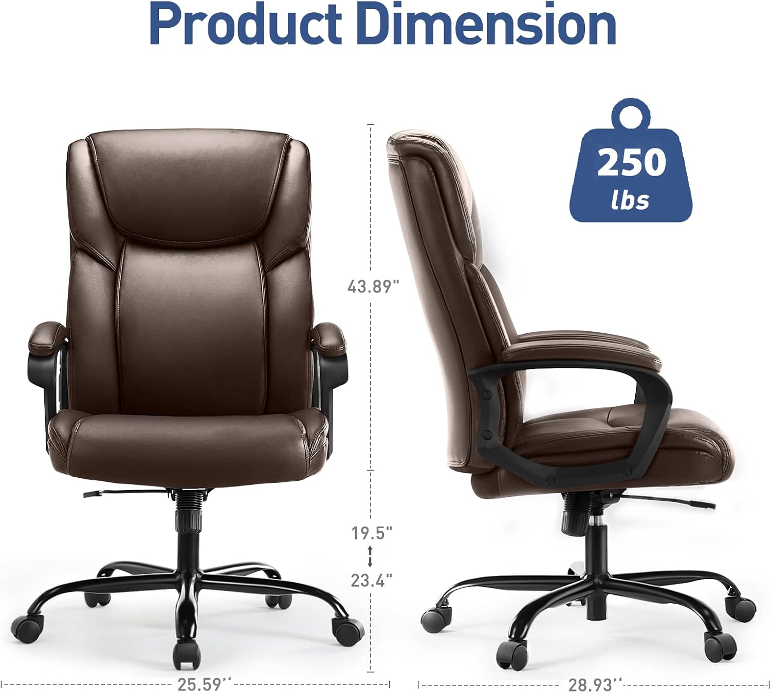 Silla ejecutiva de escritorio con respaldo alto, ergonómica, altura ajustable,...