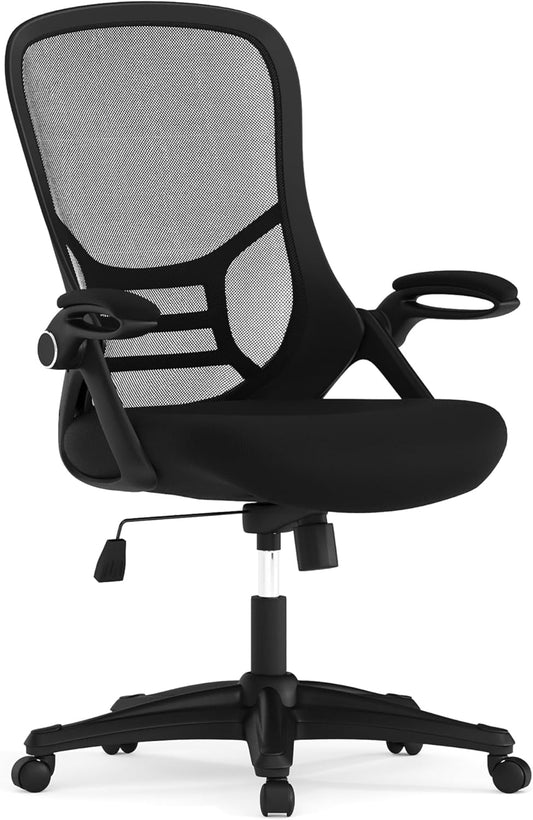 Flash Furniture Porter - Silla de oficina giratoria ergonómica de malla negra...