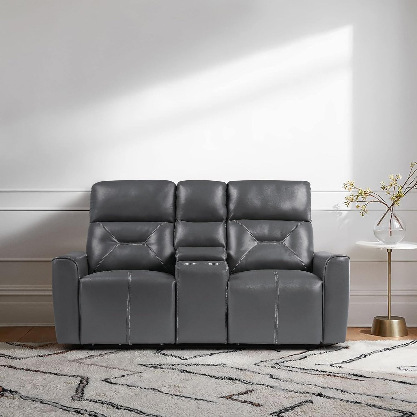 Lexicon Kittredge Wall-Hugger Power - Sofá biplaza reclinable doble, color gris...