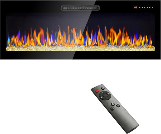Chimenea eléctrica de 50 pulgadas, estufa de vidrio templado ultrafina de 1400...