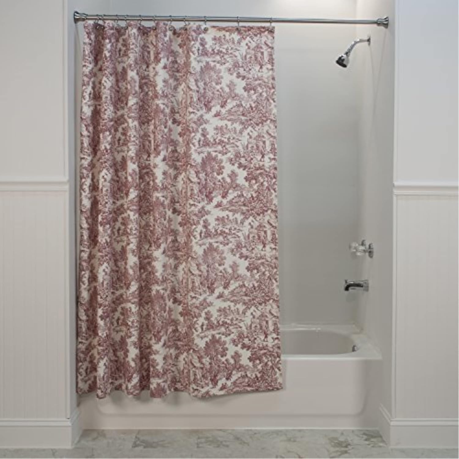 Victoria Park Toile - Cortina de ducha para baño, color rojo