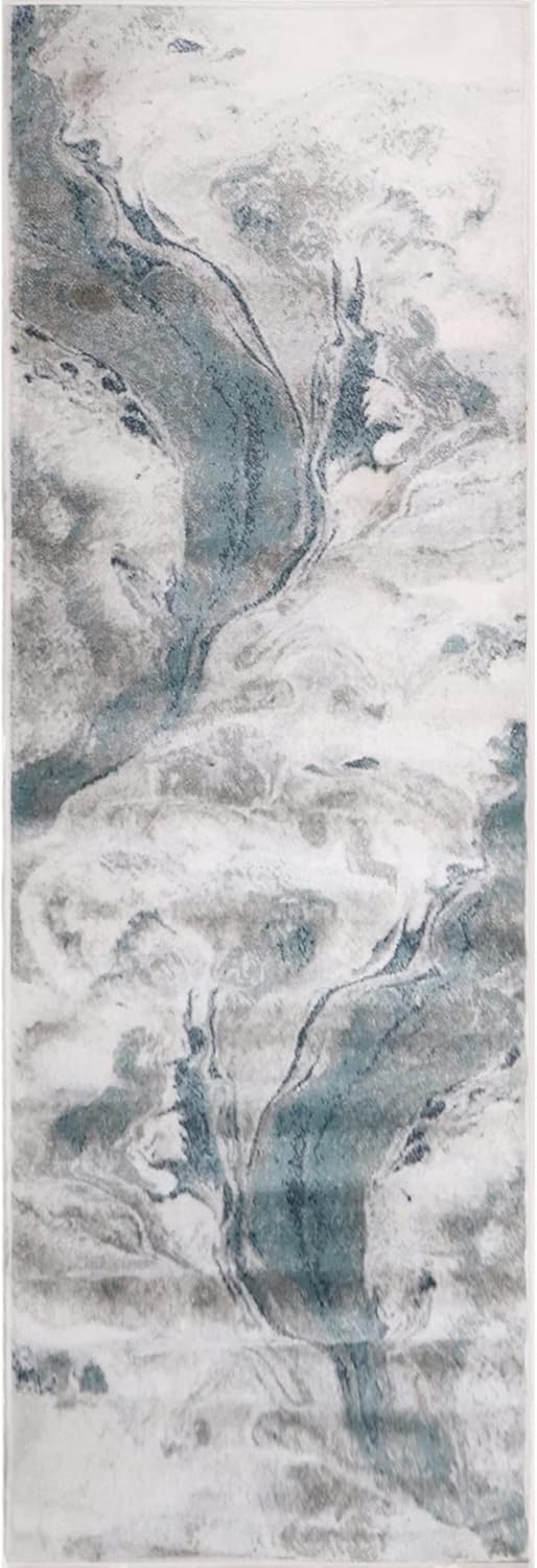 SUPERIOR Alfombra de pasillo para interiores, respaldo de yute, abstracto de...