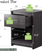Giantex Mesita de noche con cajón, juego de 2 mesas auxiliares de madera con...