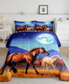 Erosebridal Juego de edredón de caballos para niños, juego de ropa de cama de...