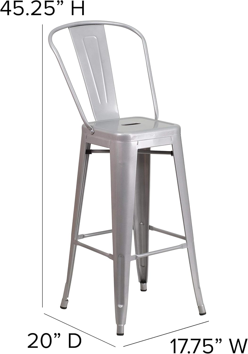 Taburete Flash Furniture de bar, hecho de metal para interior y exterior,...