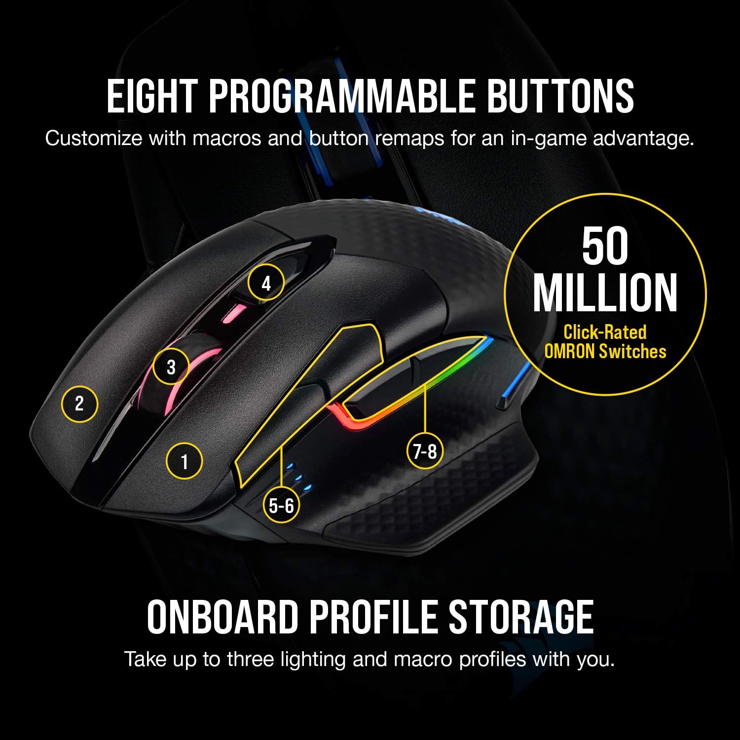 Corsair Dark Core RGB Pro, ratón óptico inalámbrico FPSMOBA para juegos con...