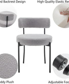 Boucle Juego de 4 sillas de comedor tapizadas con patas de metal negro, sillas