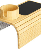 Soporte para taza de sofá, bandeja para brazo de sofá con soporte giratorio de...