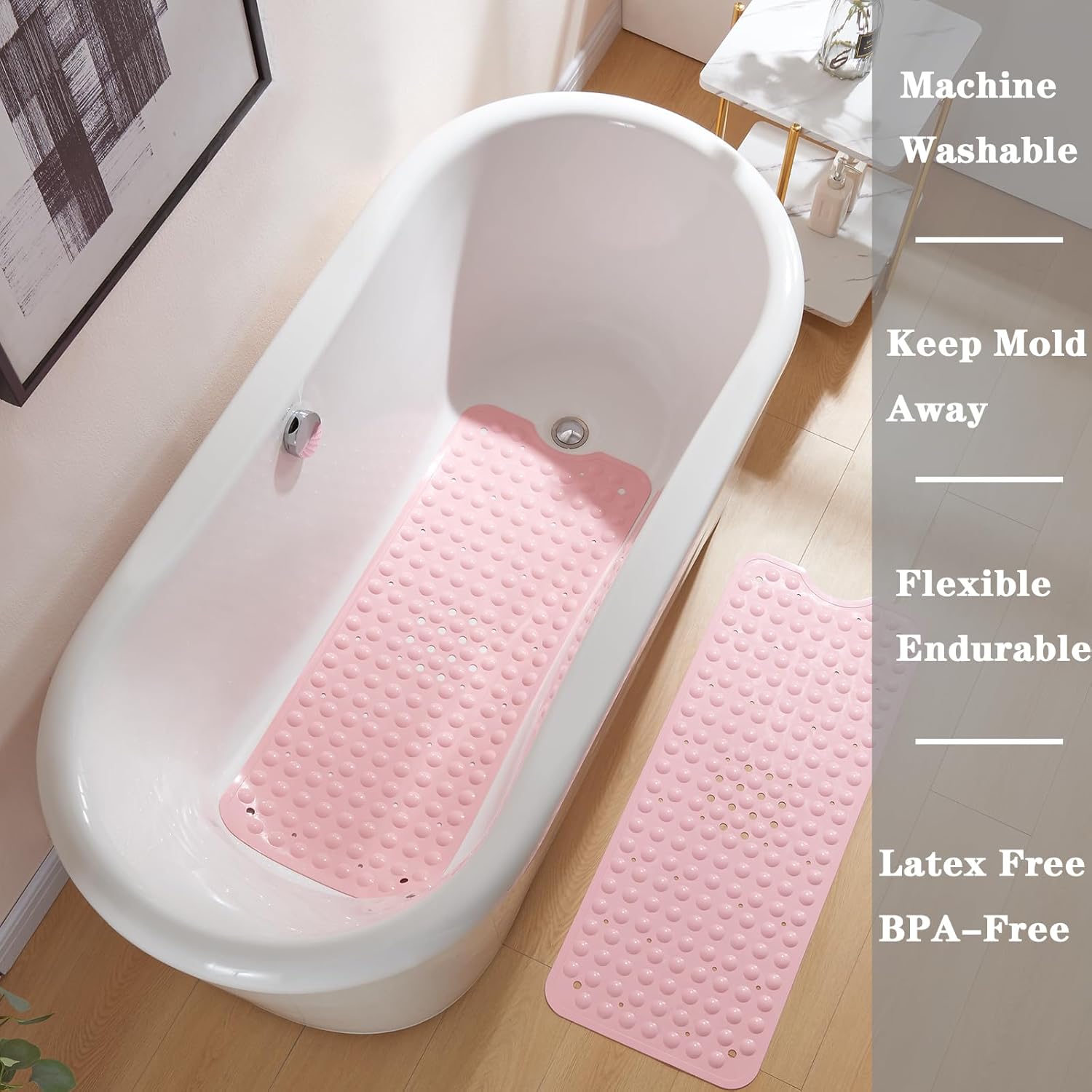 YANZIFLY Alfombra de bañera para ducha Alfombrilla de baño de silicona suave de...