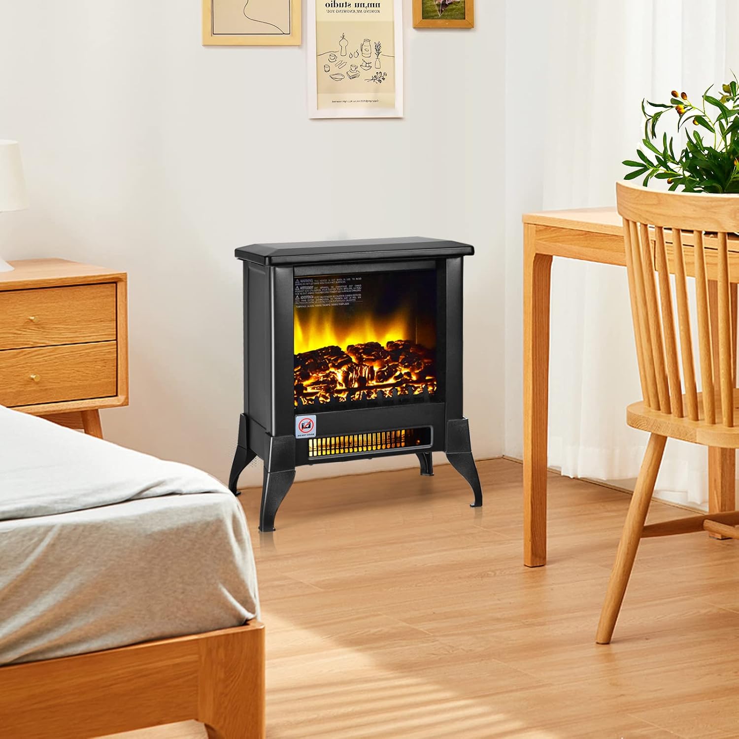 Estufa eléctrica de 18 pulgadas calentador de chimenea independiente de 1400 W
