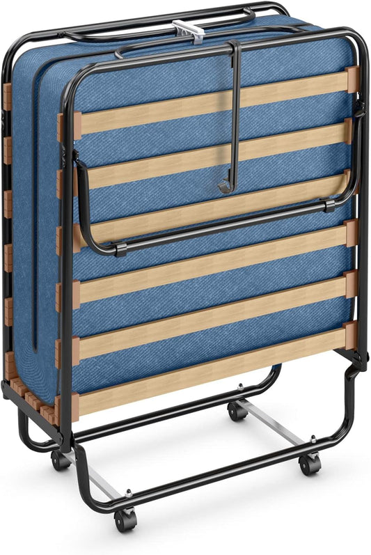 Cama plegable con colchón de 3 pulgadas, juego de cama portátil individual