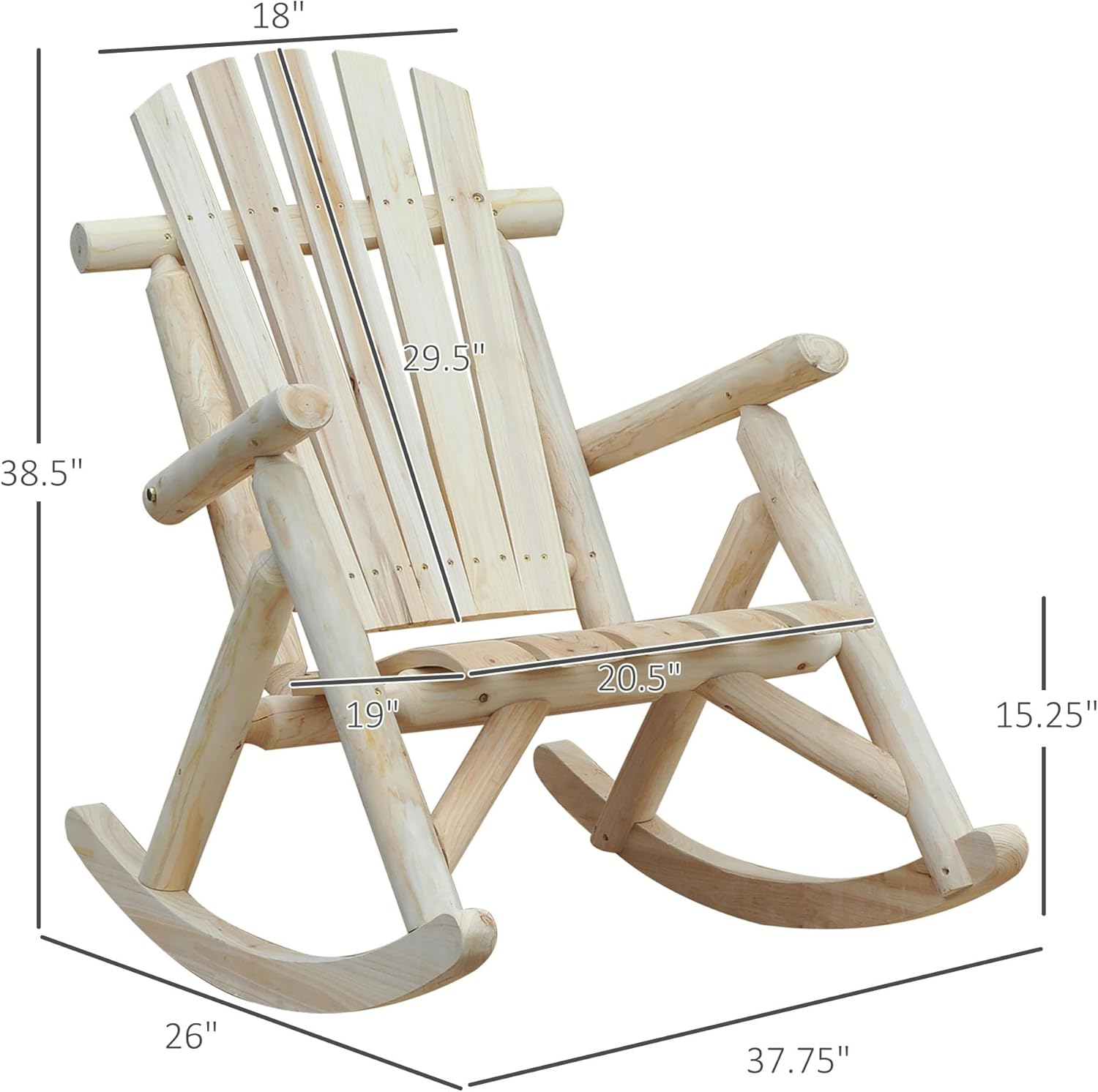 Outsunny Mecedora de madera para exteriores, silla mecedora Adirondack para...