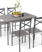 Juego de mesa de comedor de 5 piezas, moderna mesa de comedor rectangular y 4