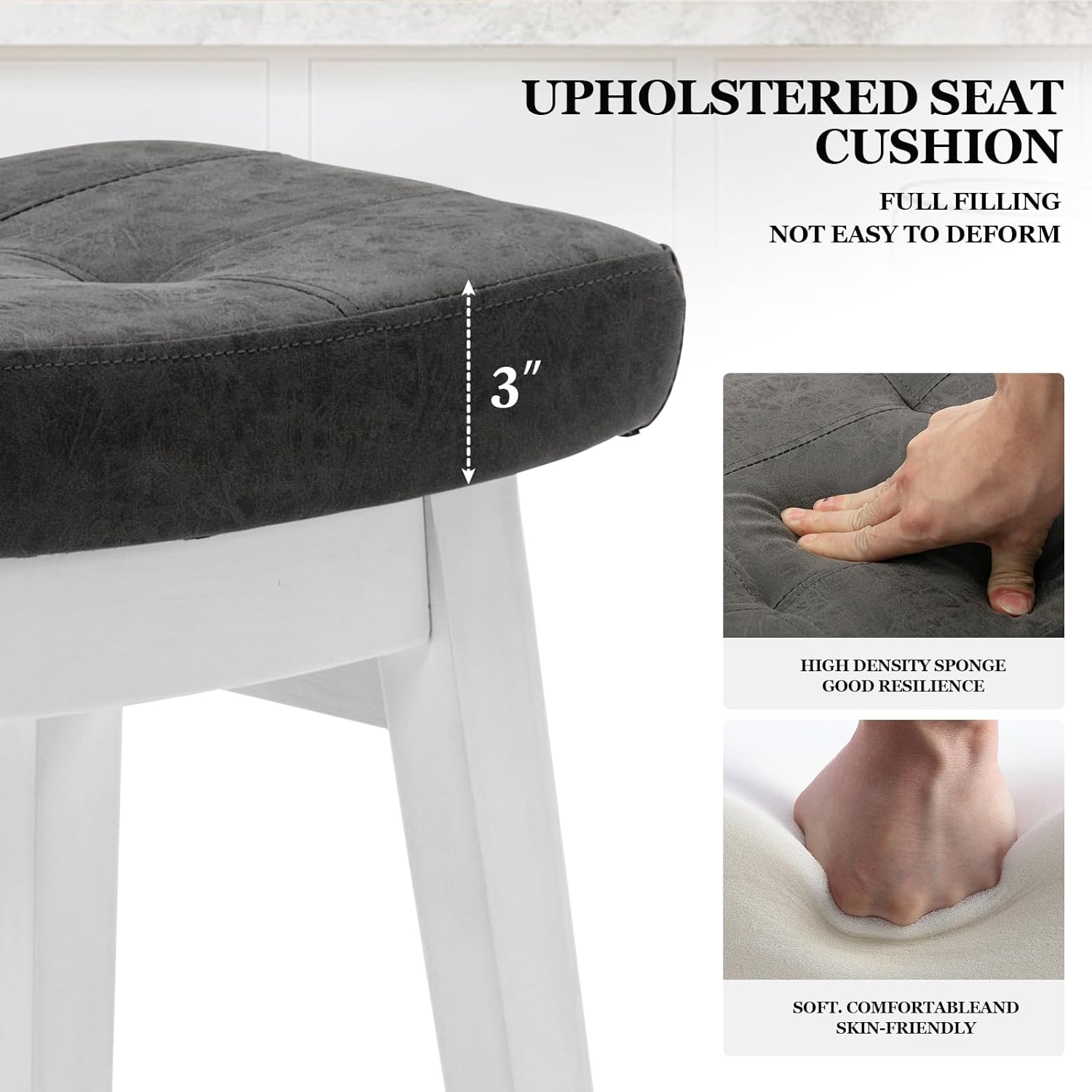 AQO Taburetes de bar de altura de mostrador, juego de 2 patas de madera maciza,...