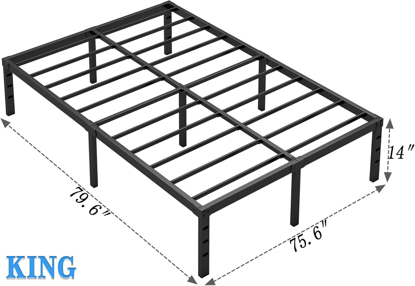 Marco de cama de metal, marco de cama de plataforma de metal simple y...