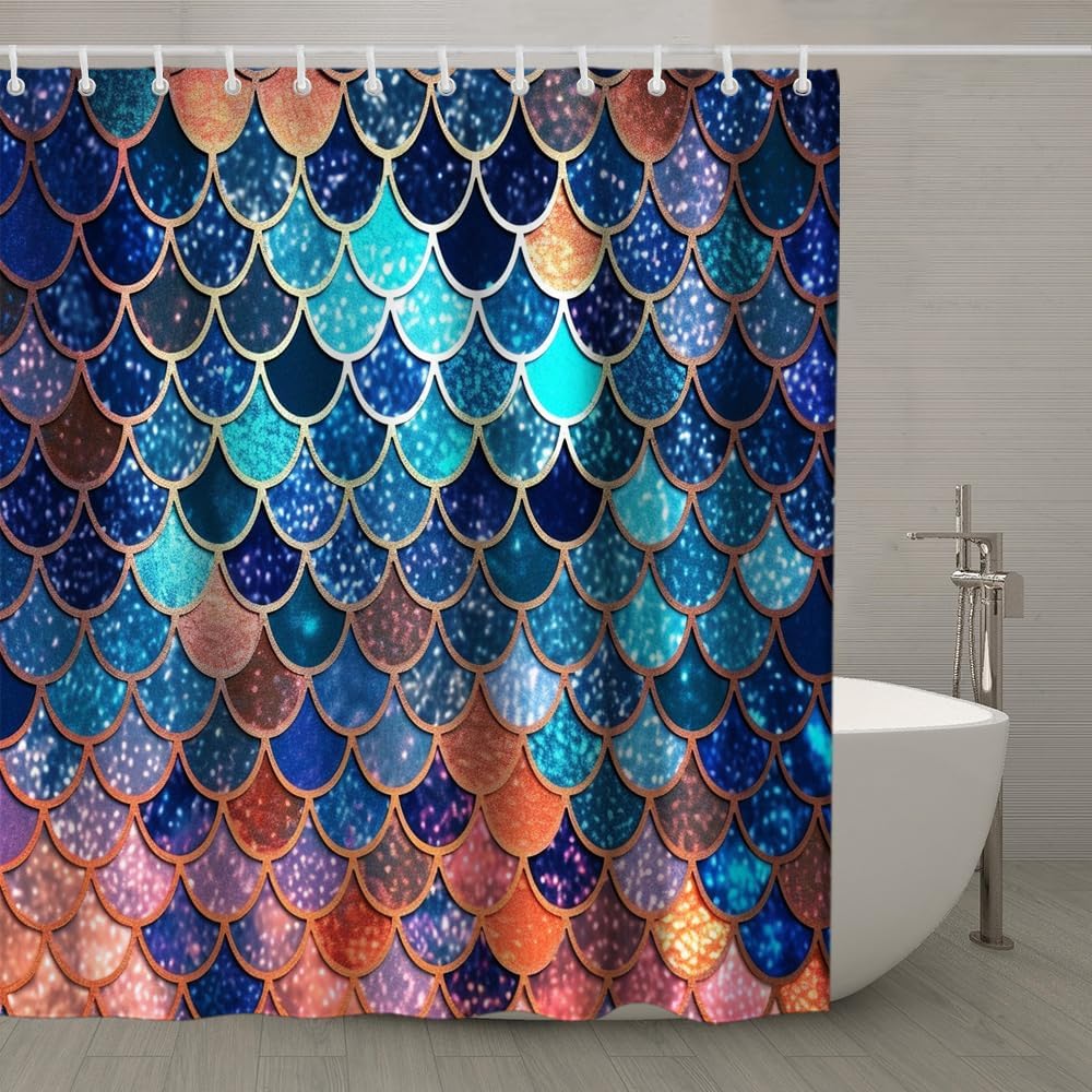Juego de cortinas de ducha con escamas de sirena (no con brillantina), cola...