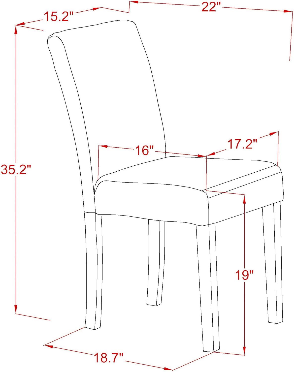 ABP4T04 Parson Juego de 2 sillas de comedor acolchadas de tela de lino marrón