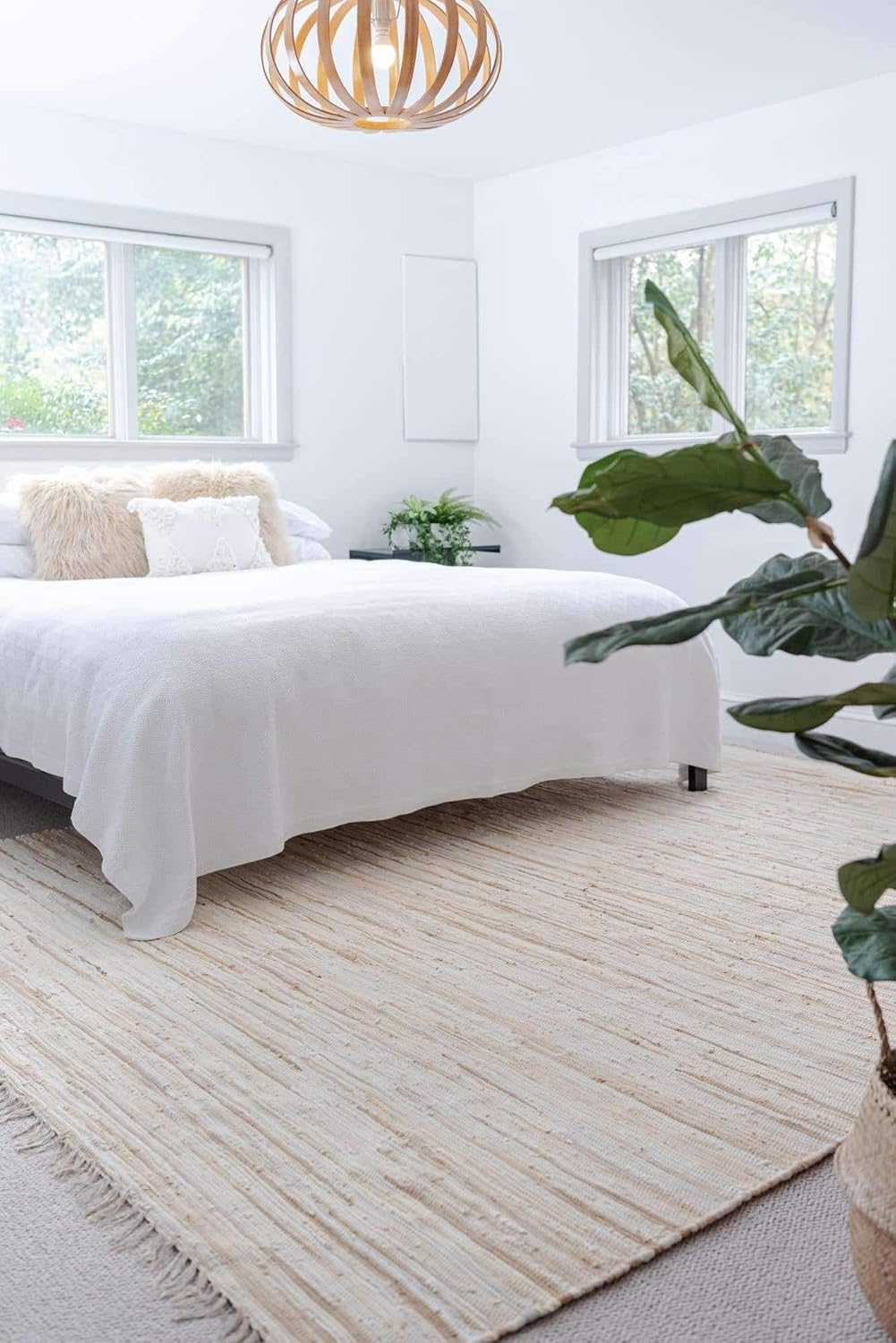 Chindi Cotton Collection Alfombra suave tejida a mano de fibra natural a rayas,