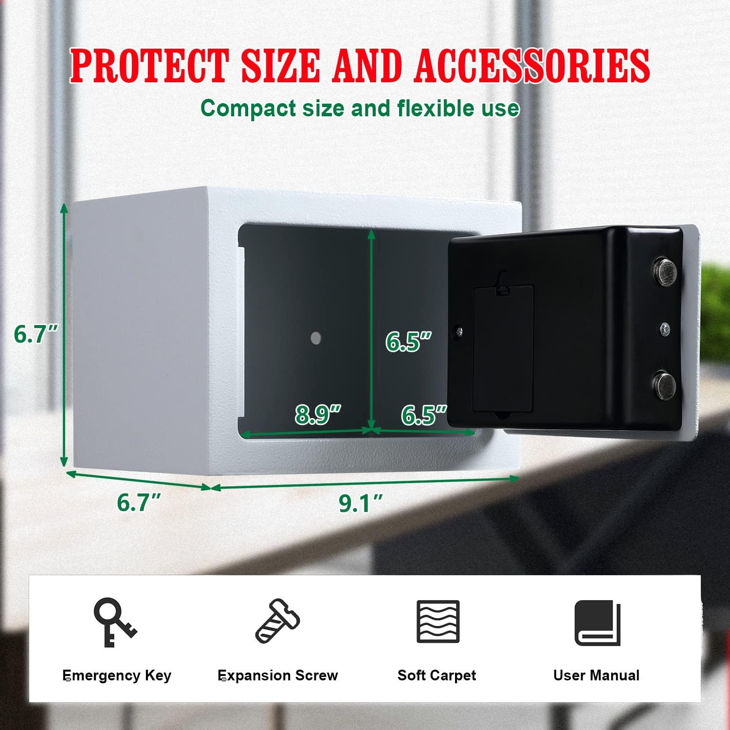 Caja de seguridad blanca de 0.23 pies cúbicos electrónica digital mini gabinete