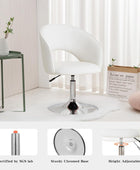Furnimart Silla de tocador de cuero blanco, silla de acento ajustable en altura...