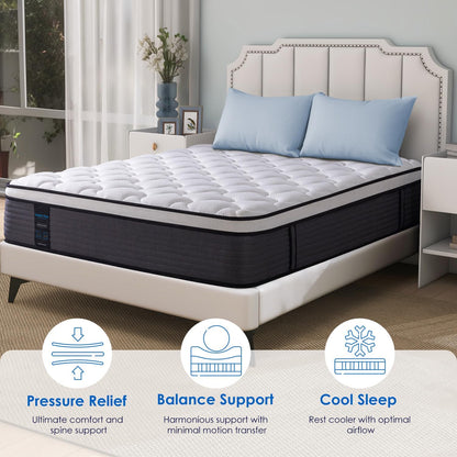 Colchón de tamaño individual, colchón híbrido de 12 pulgadas para niños, cama