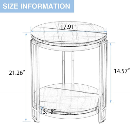 Mesa auxiliar industrial, mesa auxiliar redonda con aspecto de mármol de 2