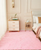 AMTOVO Alfombra peluda para sala de estar, 9 x 12 pulgadas, color rosa, grande,...