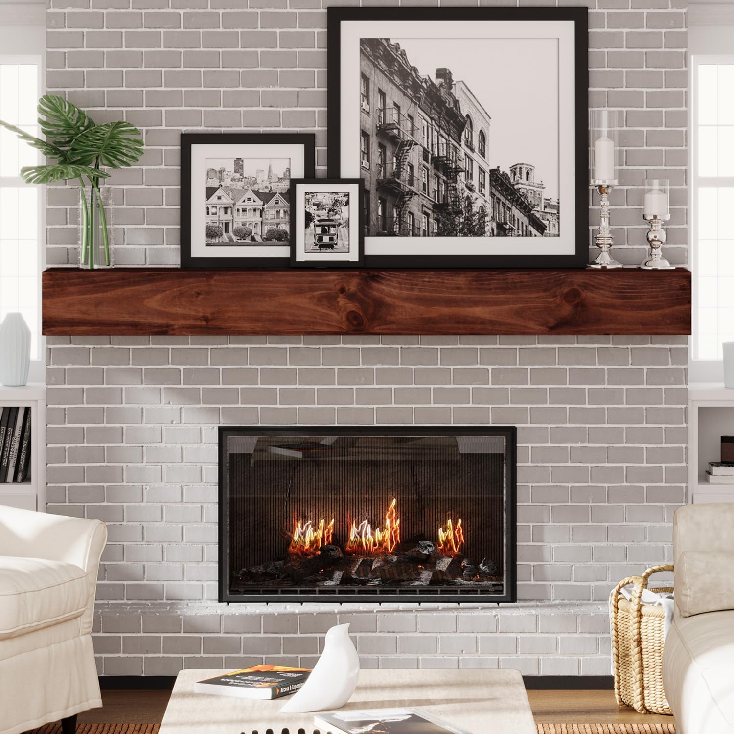 Repisa de chimenea, 72 pulgadas, mantel hecho a mano para sobre chimenea,...