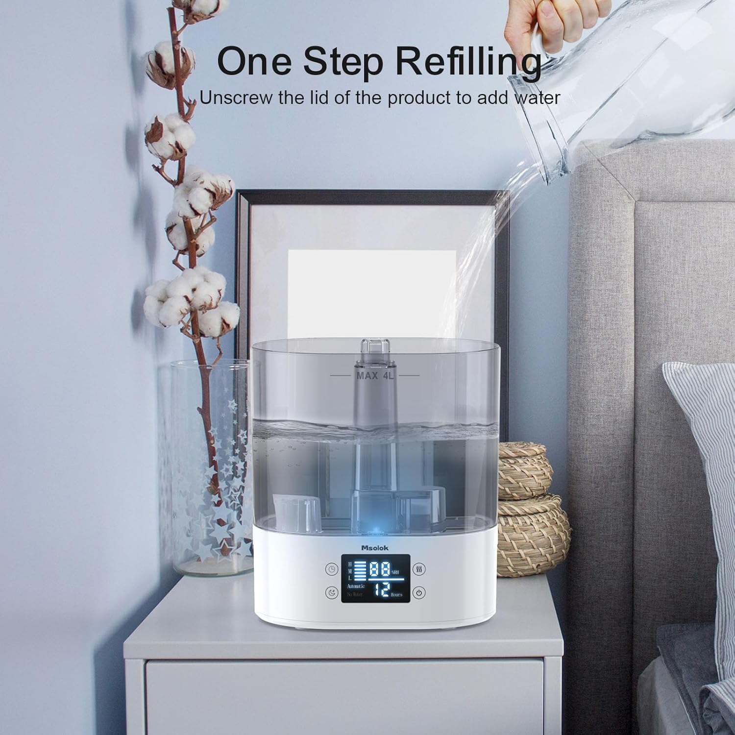 Humidificadores para dormitorio, hogar y bebé humidificadores de aire de niebla...
