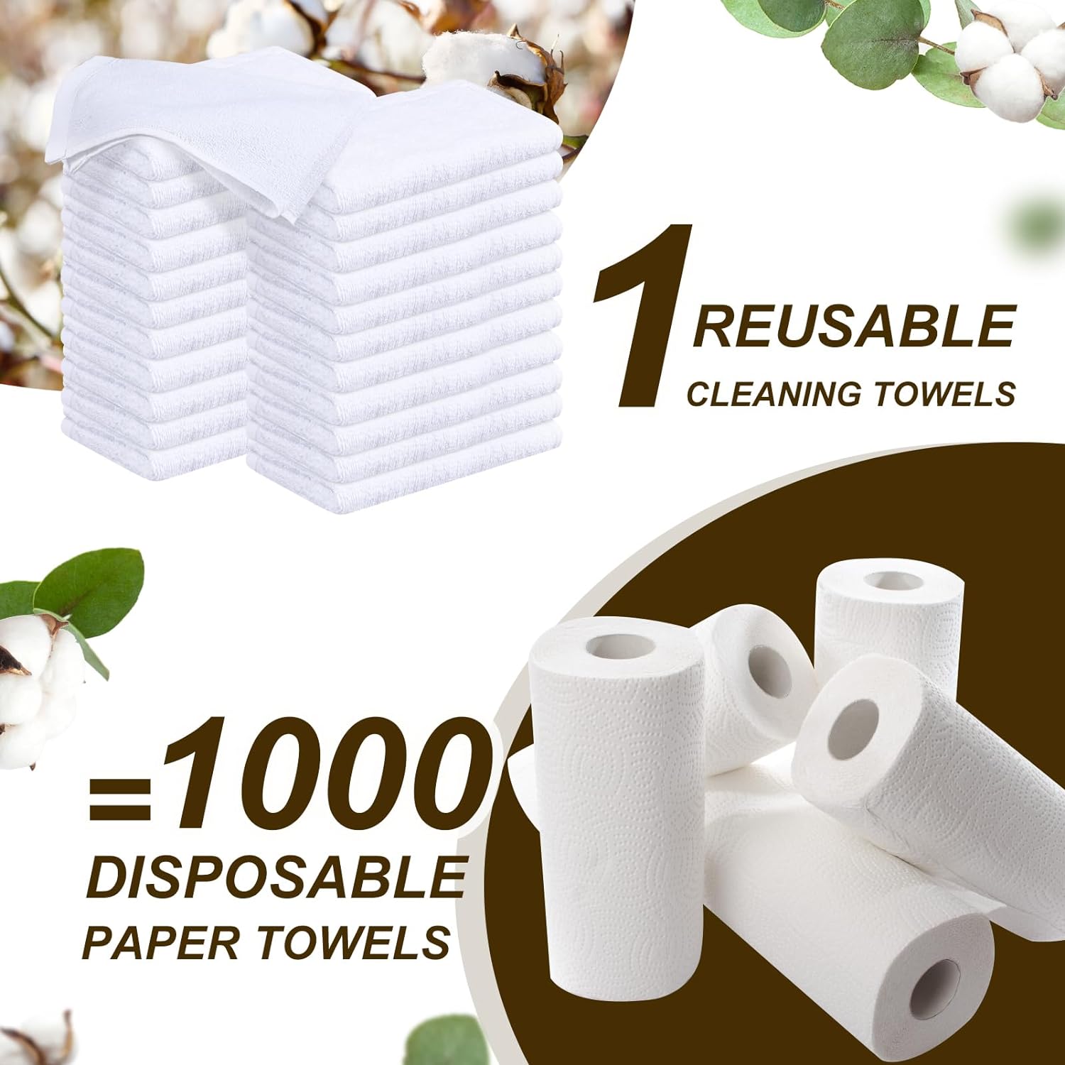 200 toallas de rizo de algodón a granel, paños de limpieza de algodón blanco