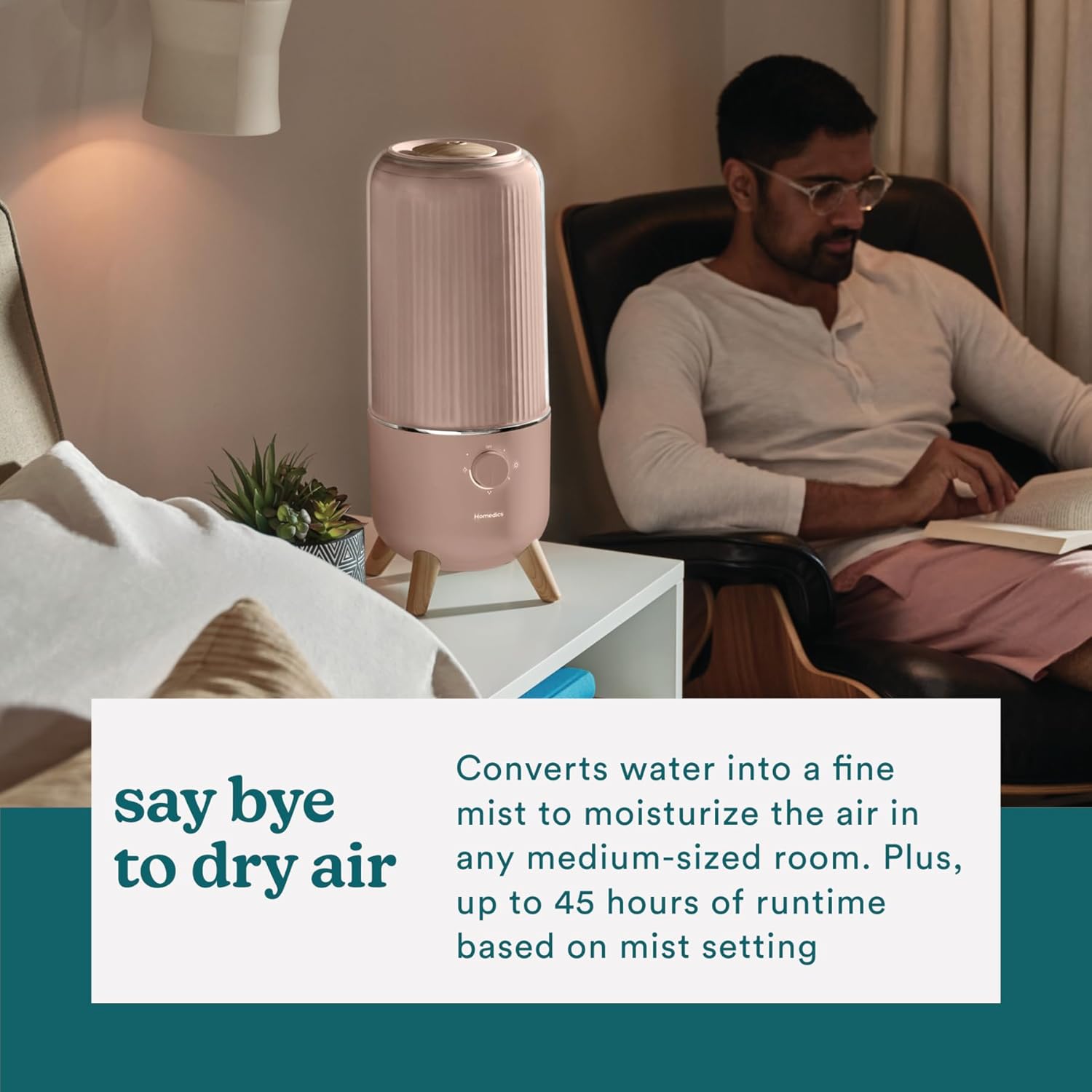 Homedics Humidificador ultrasónico, dormitorios y oficinas en casa, tanque de...