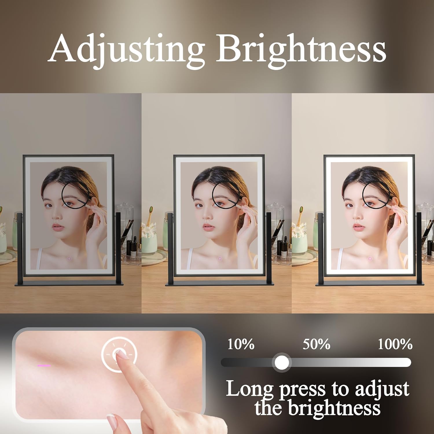 Espejo de maquillaje LED con luces  Espejo de tocador Hollywood negro de 16...