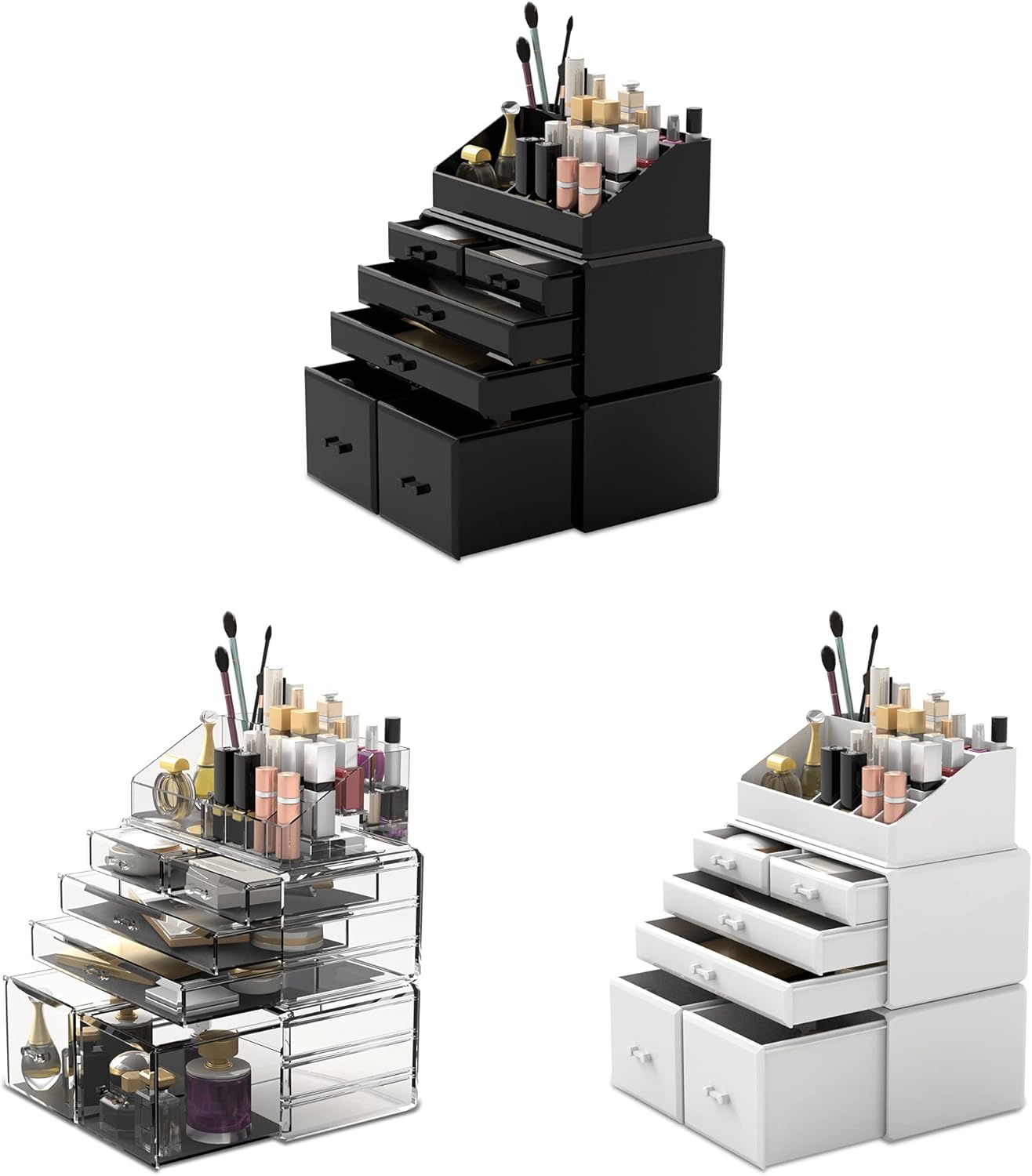 READAEER Organizador de maquillaje 3 piezas Estuche de almacenamiento de...