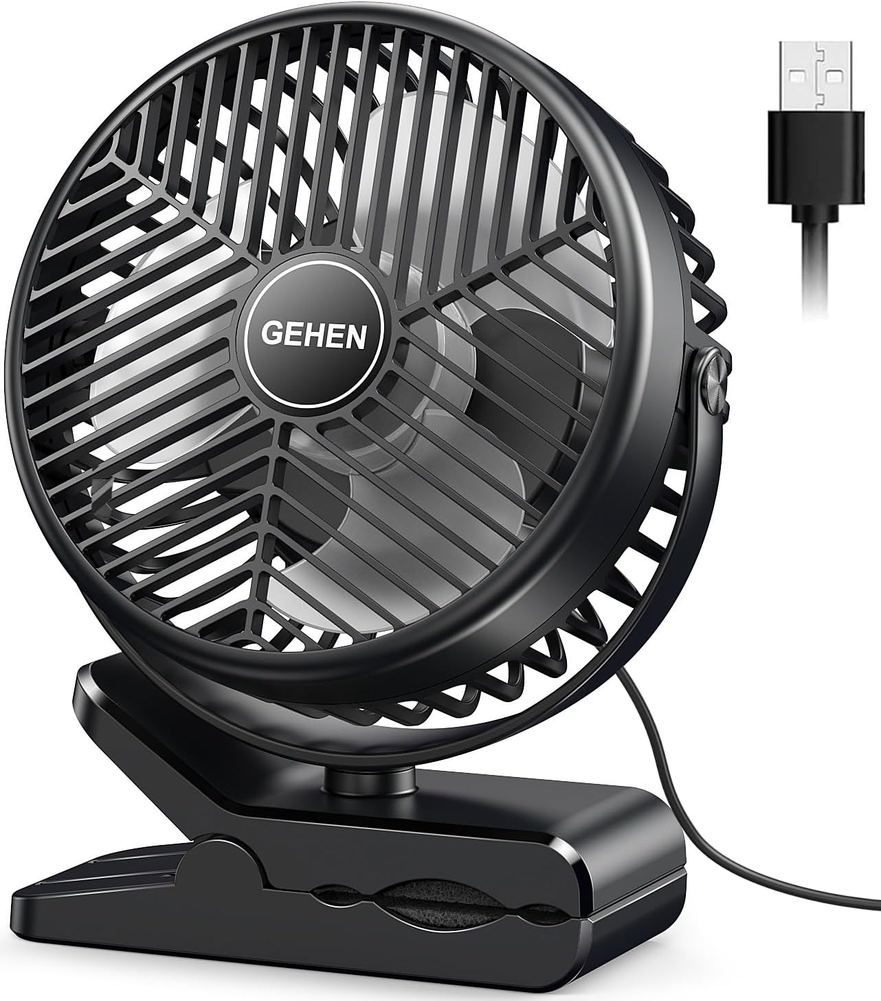 GEHEN Ventilador de clip de 3 velocidades con abrazadera resistente y fuerte...