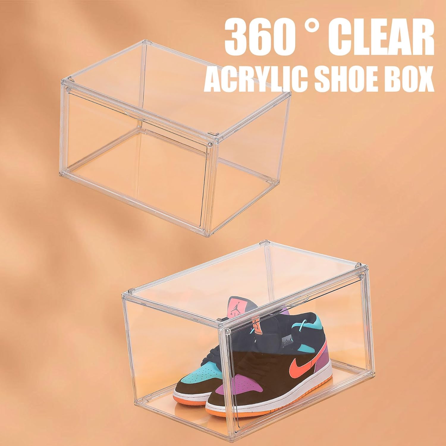Paquete de 12 cajas de zapatos, caja de zapatos de acrílico transparente con