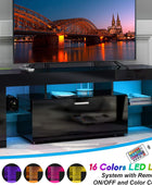 Moderno soporte de TV negro con 16 luces LED, centro de entretenimiento de alto...
