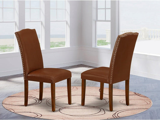 East West Furniture Encinal Parsons Juego de 2 sillas tapizadas de piel