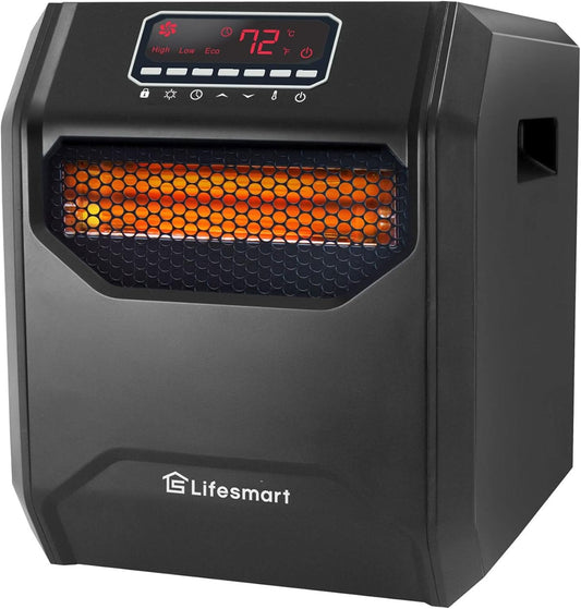 LifeSmart Calentador infrarrojo de 1500 vatios con control remoto y pantalla...
