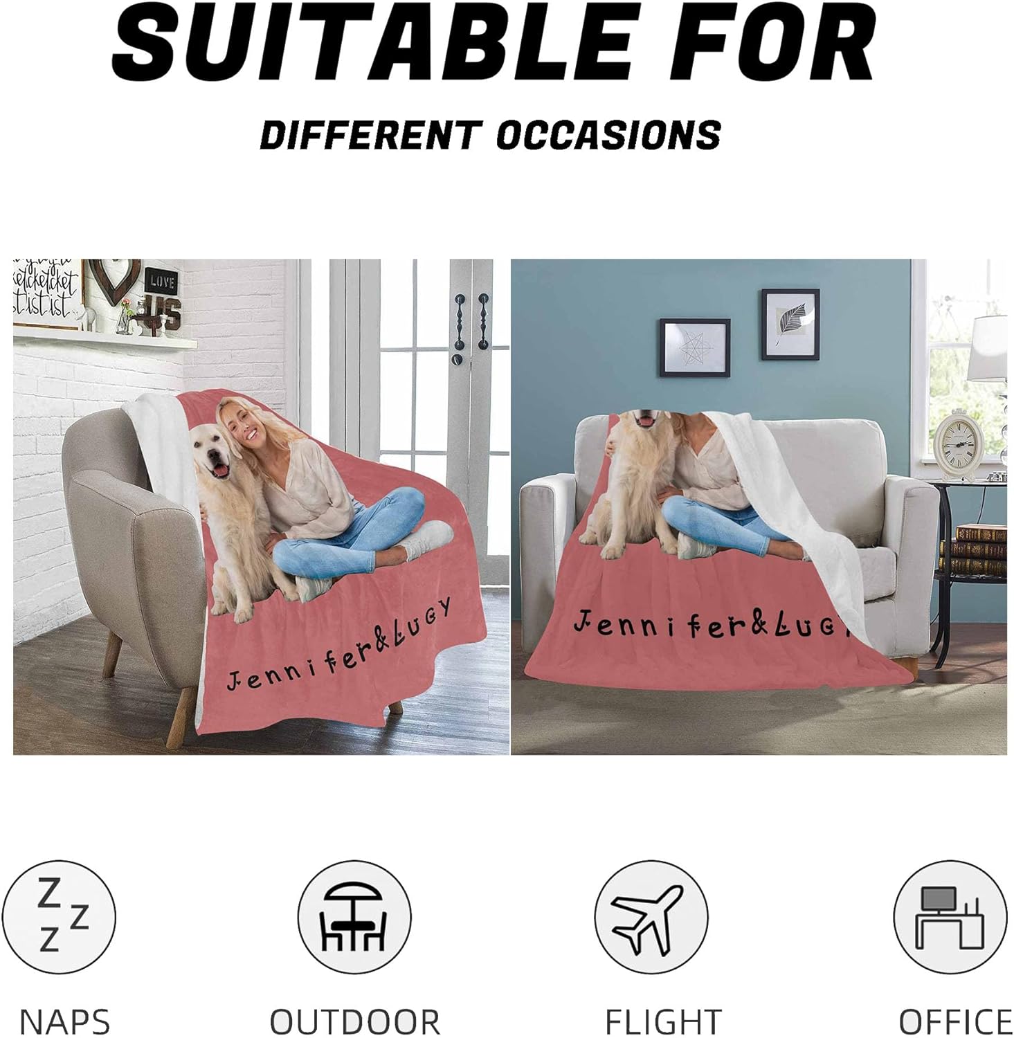 M YESCUSTOM Manta personalizada para perros con tu propia foto y texto, manta...