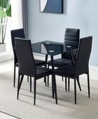 Elegante juego de 4 sillas de comedor de poliuretano negro, sillas de comedor