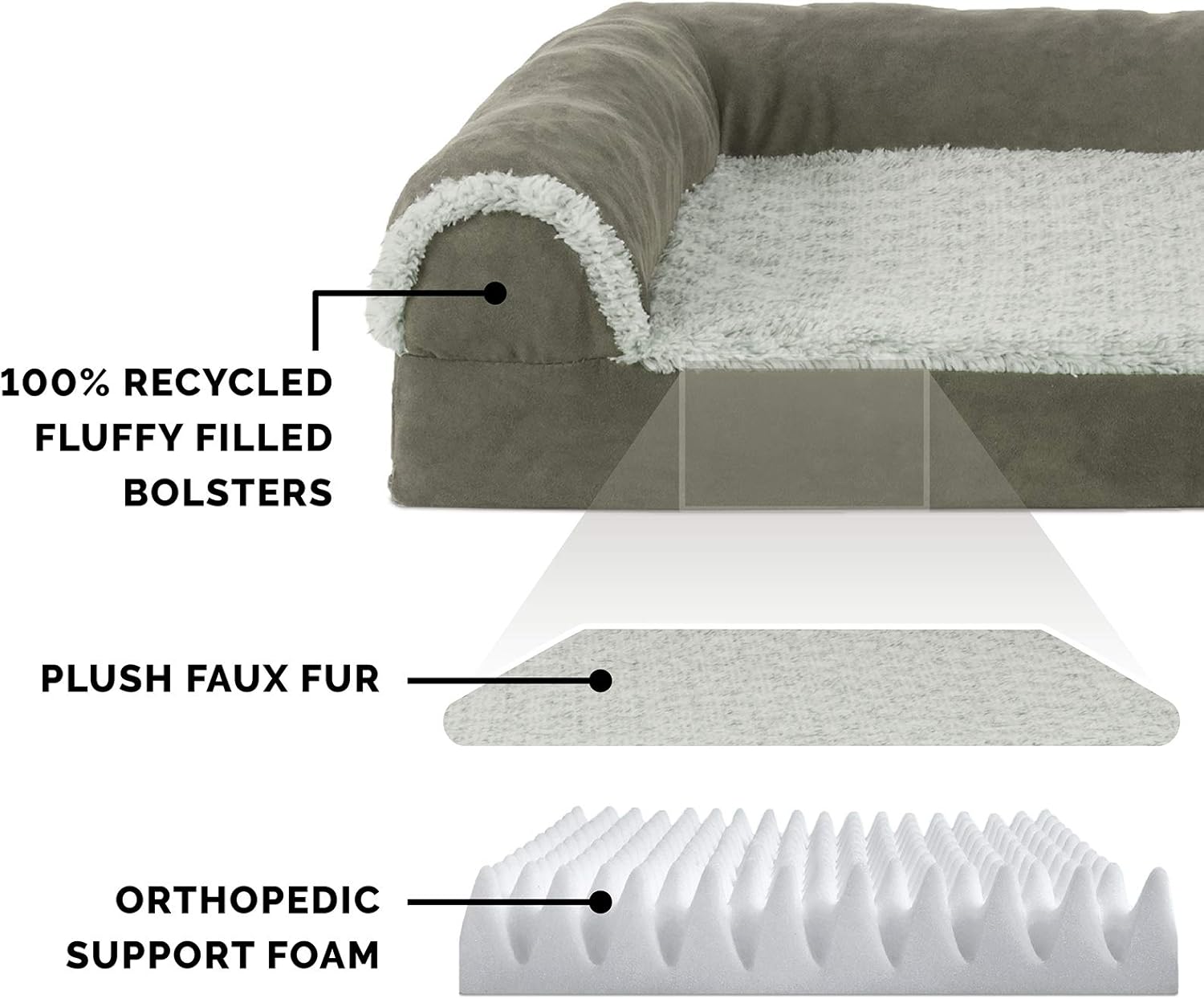 Furhaven - Cama ortopédica de espuma para perros de piel sintética y gamuza, en...