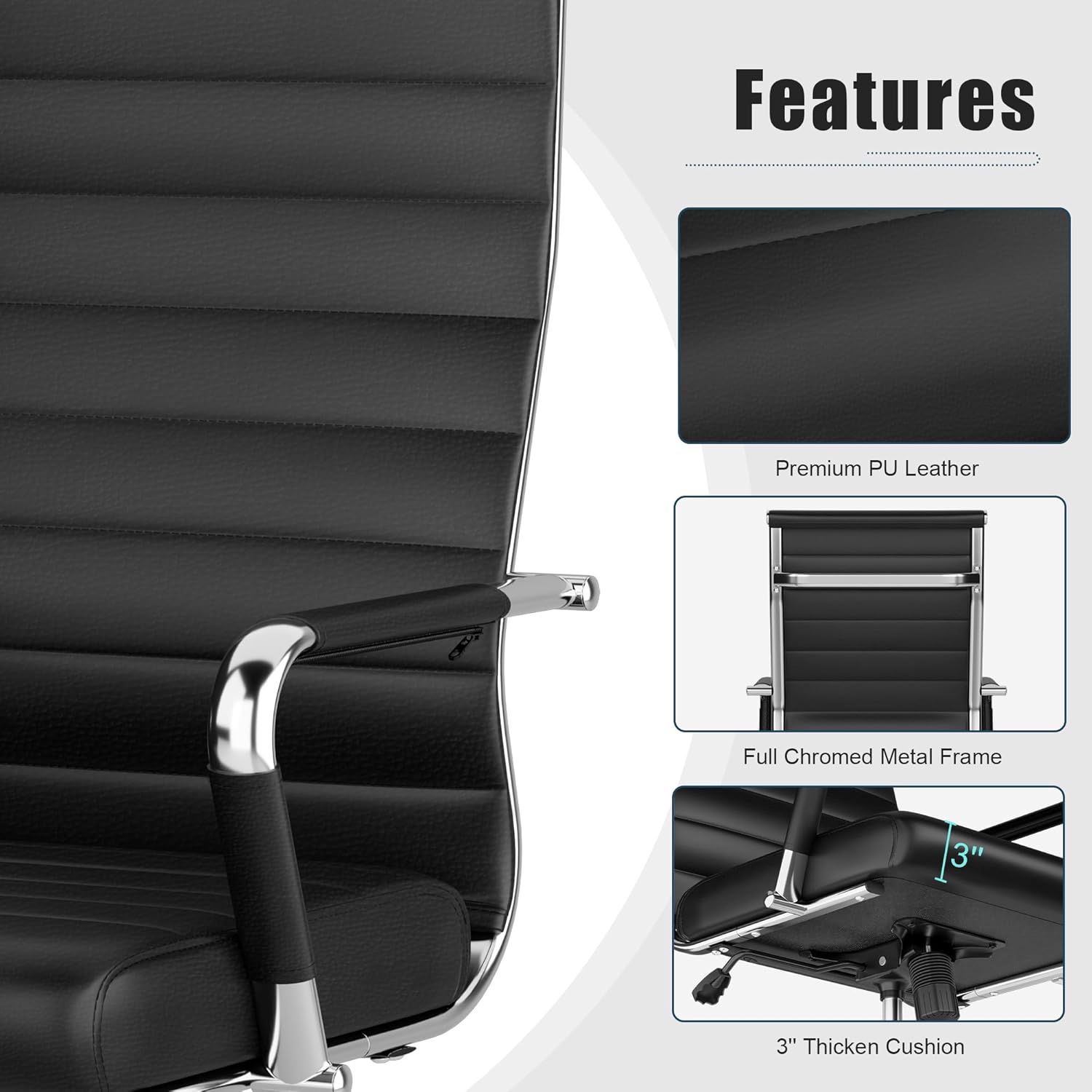 Okeysen - Silla de escritorio de oficina, ergonómicas de cuero modernas sillas...