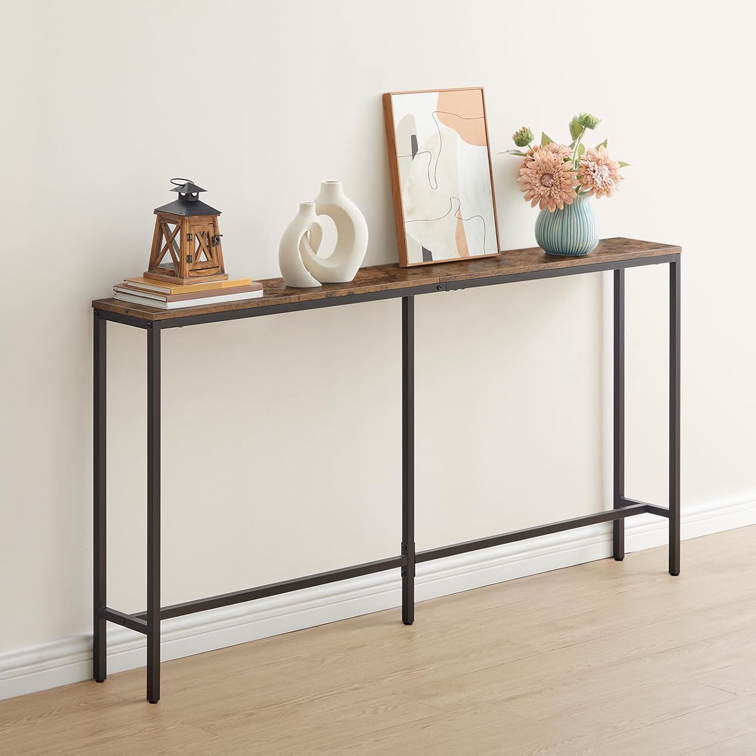 Mesa consola de 63 pulgadas, mesa de sofá estrecha para entrada, mesa auxiliar...