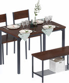 SogesHome Juego de mesa de comedor de 4 piezas para 4, sillas de banco de mesa