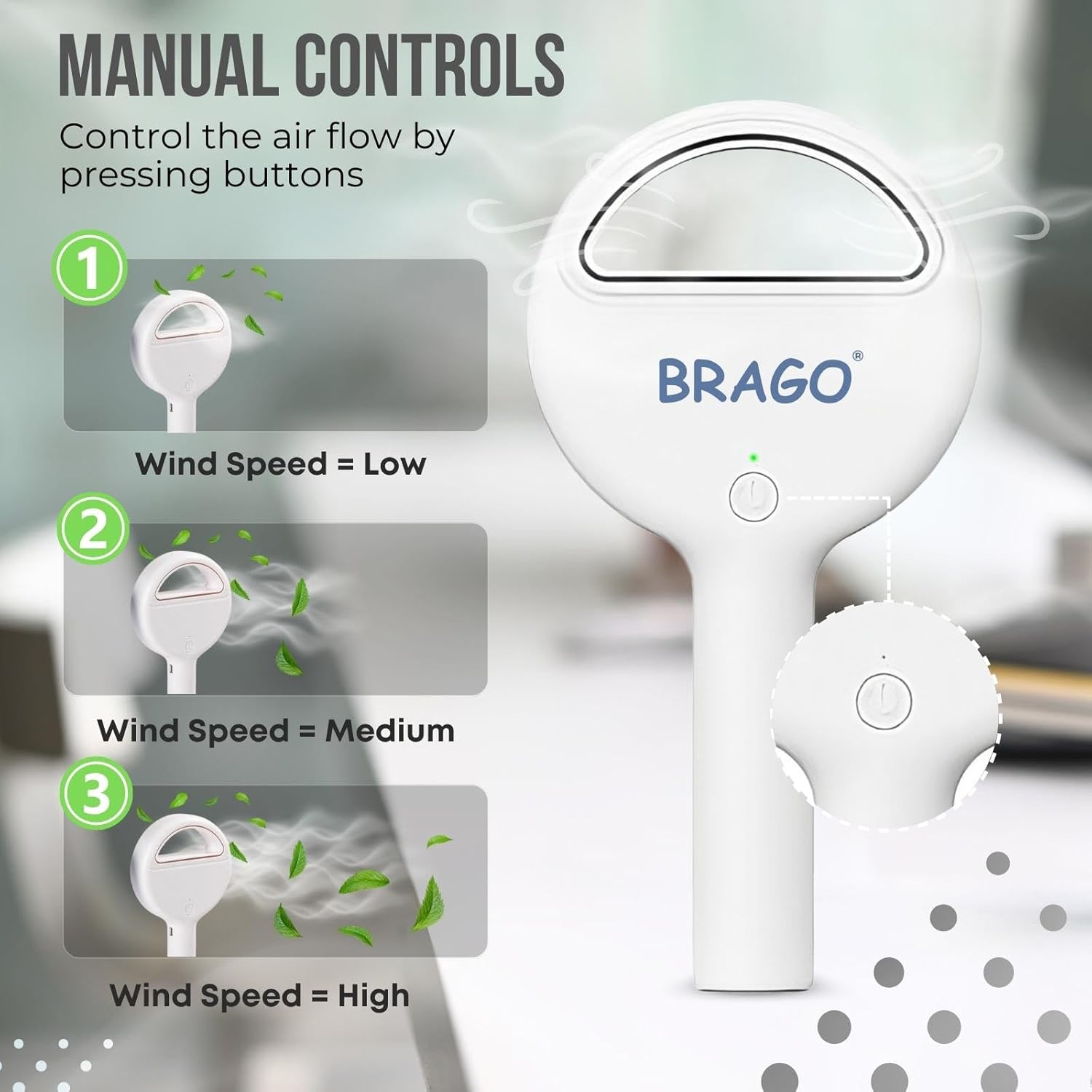 Brago Mini ventilador de mano sin aspas, ventilador de mano portátil,...