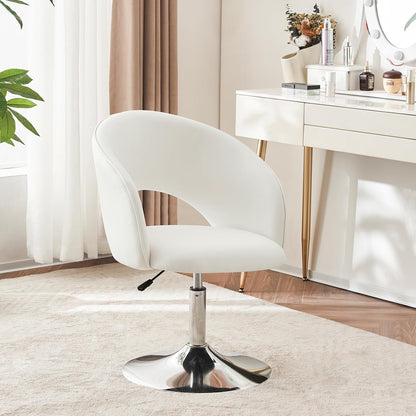 Furnimart Silla de tocador de cuero blanco, silla de acento ajustable en altura...