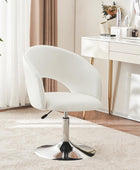 Furnimart Silla de tocador de cuero blanco, silla de acento ajustable en altura...