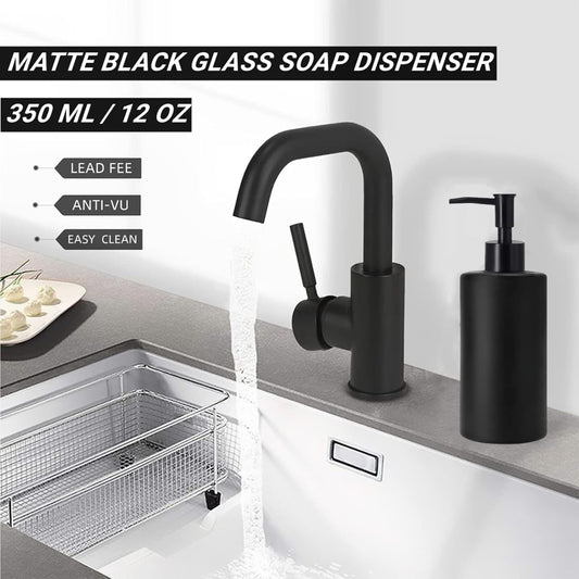 Dispensador de jabón negro mate, paquete de 2 dispensadores de jabón de vidrio...
