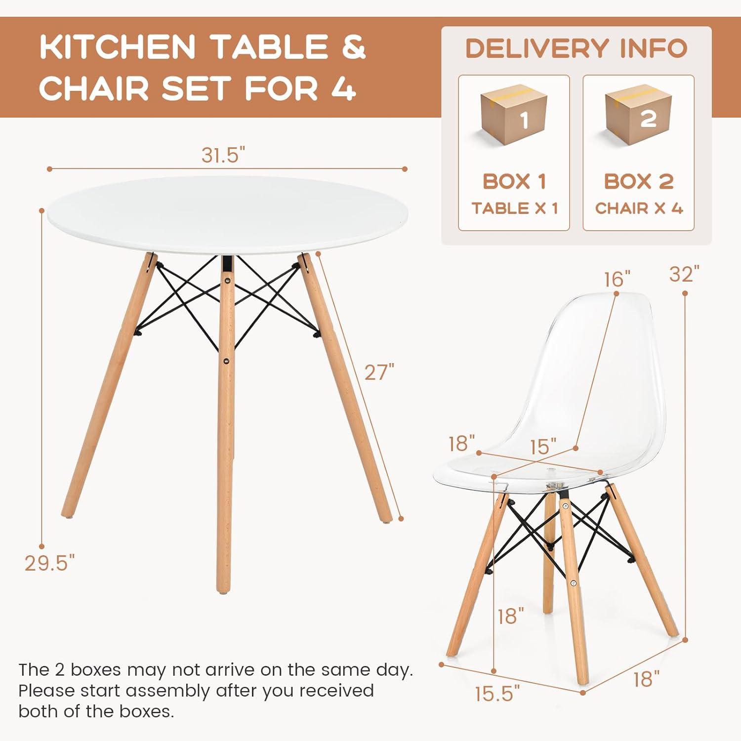 Tangkula Juego de mesa de comedor para 4, juego de mesa de cocina con asiento y