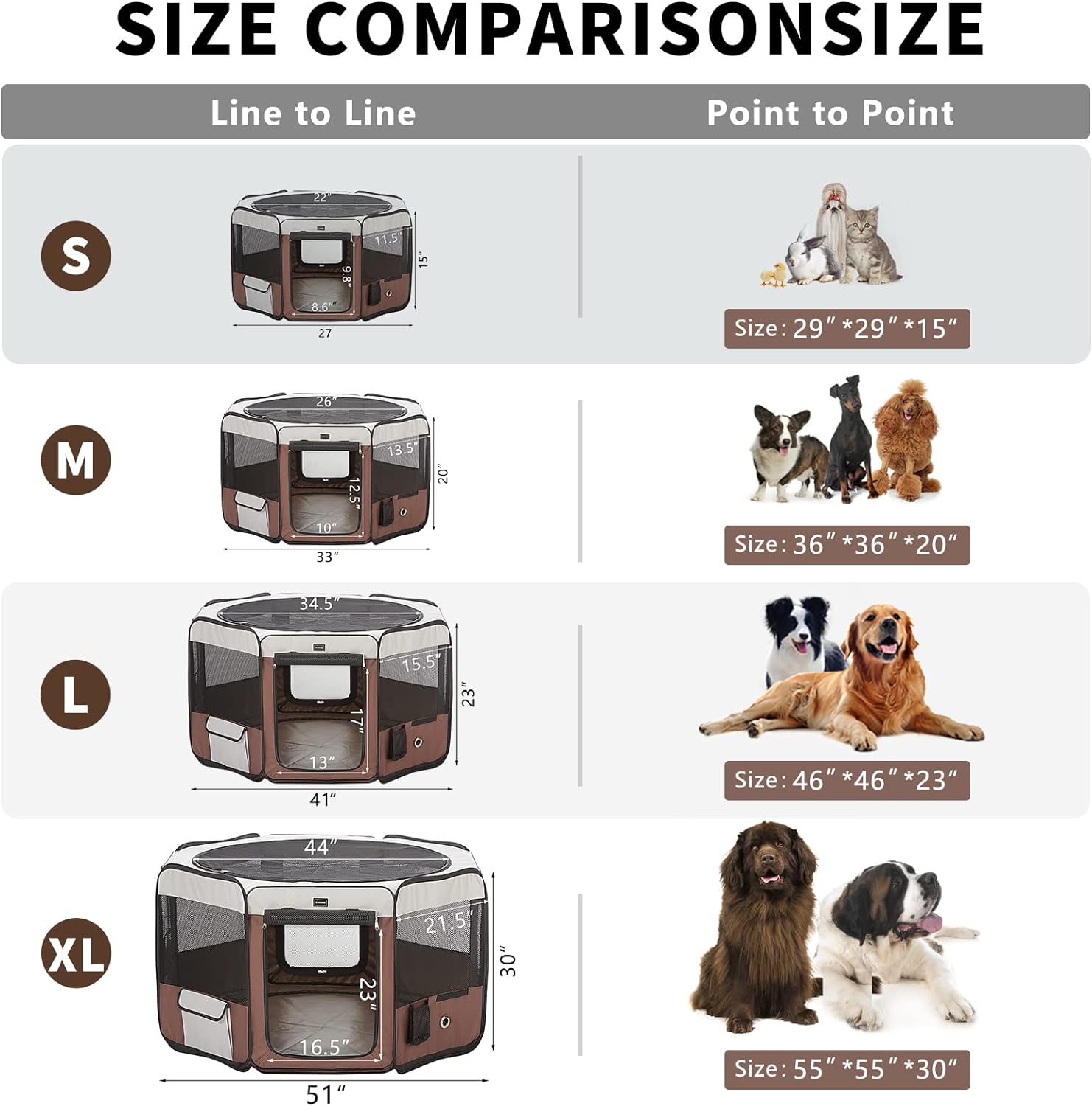 DONORO Corralito portátil para perros de 36 pulgadas para perros pequeños,...